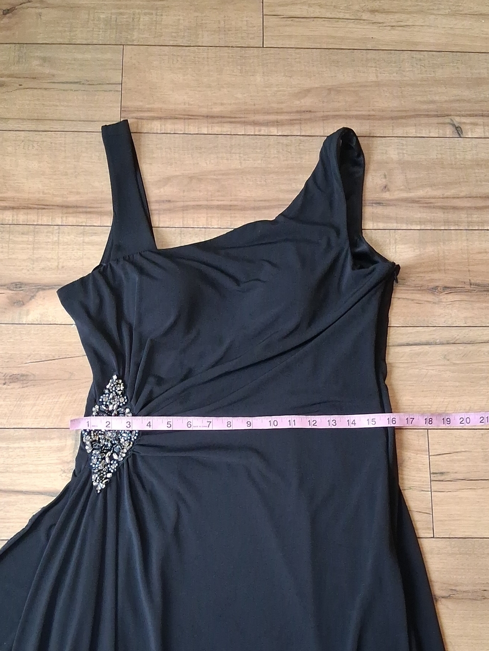 Women's Black Embellished Floor-Length Evening Gown By Cachet  Size 14 - Picture 13 of 15